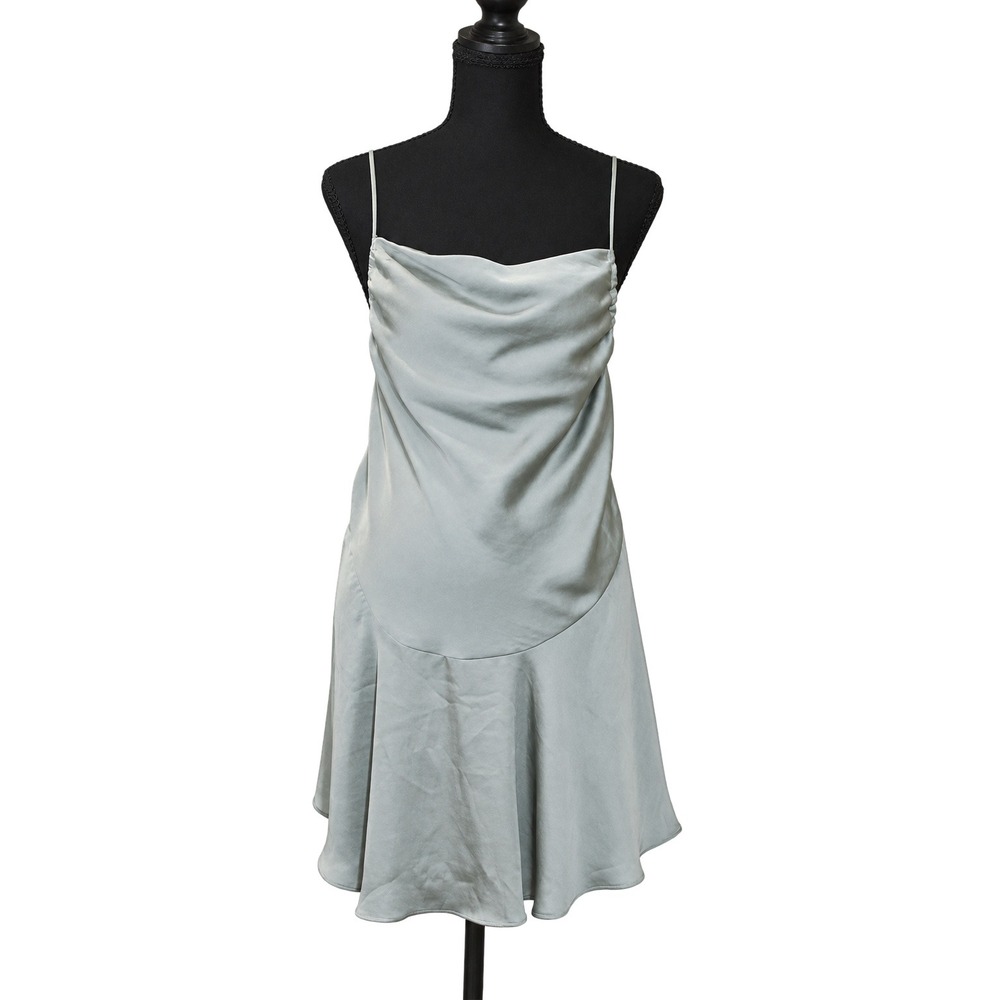 Free People Intimately Satin Cowl Neck Slip Mini Dress Women S Forest Fog